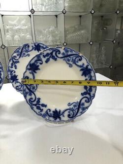 Andorra Flow Blue by Johnson Bros. Set of Four Vintage Flow Blue Dinner Plates