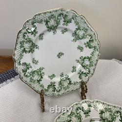 Antique 8 Plate, Lot Of 5 Johnson Brothers Cloverly Green And Gold