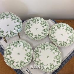Antique 8 Plate, Lot Of 5 Johnson Brothers Cloverly Green And Gold