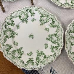 Antique 8 Plate, Lot Of 5 Johnson Brothers Cloverly Green And Gold