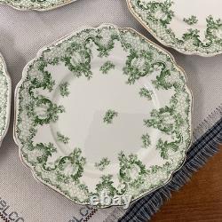 Antique 8 Plate, Lot Of 5 Johnson Brothers Cloverly Green And Gold