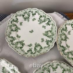 Antique 8 Plate, Lot Of 5 Johnson Brothers Cloverly Green And Gold