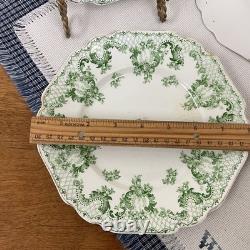 Antique 8 Plate, Lot Of 5 Johnson Brothers Cloverly Green And Gold