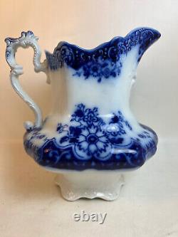 Antique Brooklyn Johnson Bros. England Flo Blue Pitcher