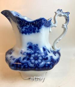 Antique Brooklyn Johnson Bros. England Flo Blue Pitcher