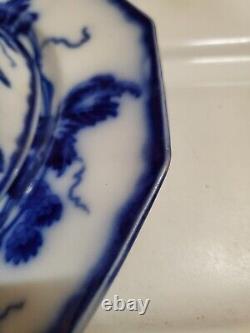 Antique Flow Blue Cir 1900 Johnson Bros Eng Kenworth Ptrn LID Cheese Dish