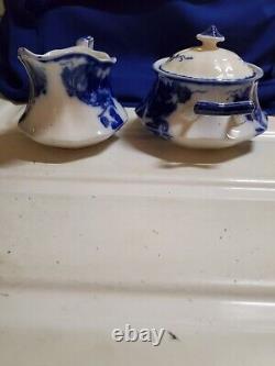 Antique Flow Blue Cir 1900 Johnson Bros Eng Kenworth Ptrn Sugar Creamer