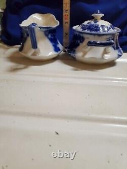 Antique Flow Blue Cir 1900 Johnson Bros Eng Kenworth Ptrn Sugar Creamer