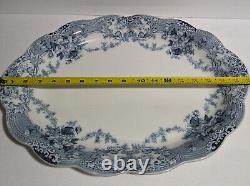 Antique Johnson Bros 18 Venetian Blue Green Oval Platter Transferware England