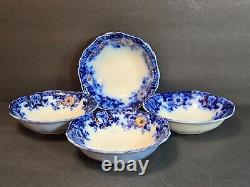 Antique Johnson Bros Brooklyn Flow Blue Set of 4 Berry/Dessert Bowls 6 Rare Min