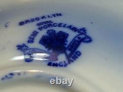 Antique Johnson Bros Brooklyn Flow Blue Set of 4 Berry/Dessert Bowls 6 Rare Min