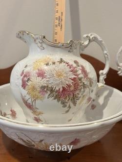Antique Johnson Bros. Chamber Set Pitcher, Basin, Waste, Chamber, Soap, Brush