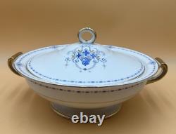 Antique Johnson Bros England Covered Soup Tureen Lid Blue Flower Basket 1913