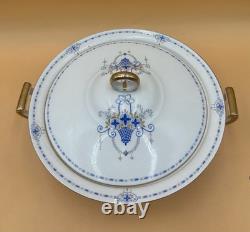 Antique Johnson Bros England Covered Soup Tureen Lid Blue Flower Basket 1913