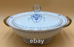 Antique Johnson Bros England Covered Soup Tureen Lid Blue Flower Basket 1913