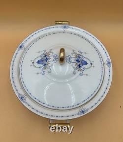 Antique Johnson Bros England Covered Soup Tureen Lid Blue Flower Basket 1913