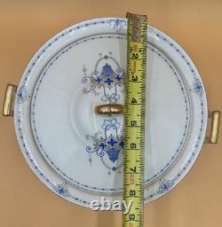 Antique Johnson Bros England Covered Soup Tureen Lid Blue Flower Basket 1913