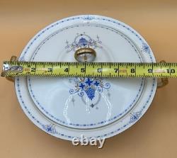 Antique Johnson Bros England Covered Soup Tureen Lid Blue Flower Basket 1913