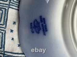 Antique Johnson Bros England Flow Blue 5-Piece Tea Set Dinner Plates Cup Saucer