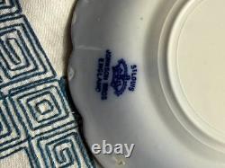 Antique Johnson Bros England Flow Blue 5-Piece Tea Set Dinner Plates Cup Saucer