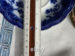 Antique Johnson Bros England Flow Blue 5-Piece Tea Set Dinner Plates Cup Saucer