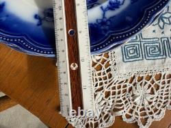 Antique Johnson Bros England Flow Blue 5-Piece Tea Set Dinner Plates Cup Saucer