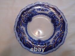 Antique Johnson Bros England Persian Bowl Flow Blue 9 Flat Rim Gold accents