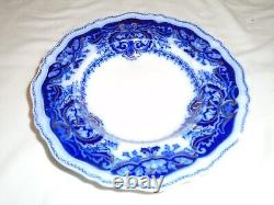 Antique Johnson Bros England Persian Bowl Flow Blue 9 Flat Rim Gold accents