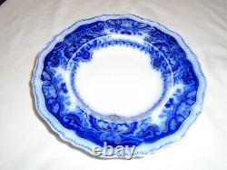 Antique Johnson Bros England Persian Bowl Flow Blue 9 Flat Rim Gold accents