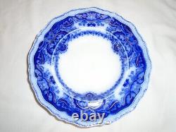 Antique Johnson Bros England Persian Bowl Flow Blue 9 Flat Rim Gold accents