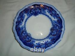 Antique Johnson Bros England Persian Bowl Flow Blue 9 Flat Rim Gold accents