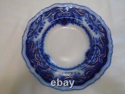 Antique Johnson Bros England Persian Bowl Flow Blue 9 Flat Rim Gold accents