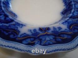 Antique Johnson Bros England Persian Bowl Flow Blue 9 Flat Rim Gold accents