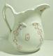 Antique Johnson Bros England White Ironstone Pitcher Embossed Garland Pink Roses