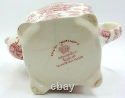 Antique Johnson Bros English Chippendale Floral Red / White Teapot