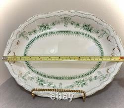 Antique Johnson Bros Glenwood Flow Green Staffordshire Platter 12.25 Pat 1902
