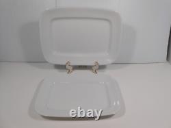 Antique Johnson Bros Royal Ironstone China 2 White Rectangle Platters England