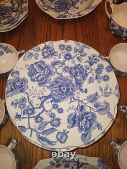 Antique Johnson Brothers Blue English Chippendale Huge Set
