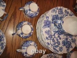Antique Johnson Brothers Blue English Chippendale Huge Set
