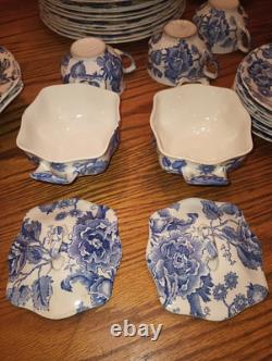 Antique Johnson Brothers Blue English Chippendale Huge Set