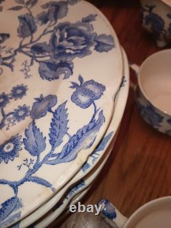 Antique Johnson Brothers Blue English Chippendale Huge Set