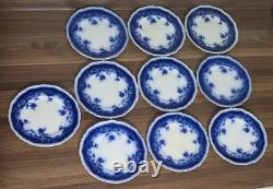 Antique Johnson Brothers Clayton Flow Blue 7 Salad Dessert Plates Set of 10