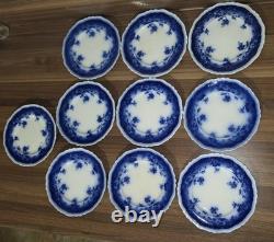 Antique Johnson Brothers Clayton Flow Blue 7 Salad Dessert Plates Set of 10