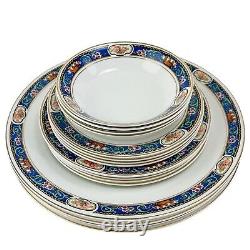 Antique Johnson Brothers England Plates Dish Set 16 pc Art Deco Blue Band Gold