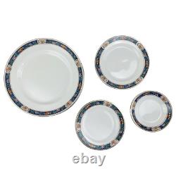 Antique Johnson Brothers England Plates Dish Set 16 pc Art Deco Blue Band Gold