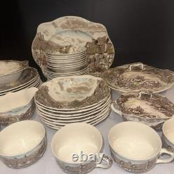 Antique Johnson Brothers Old English Countryside, Service For 8 55 Pieces Total