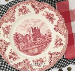 Antique Johnson Brothers Pink Old Britain Castles Dinner Plates set of 2