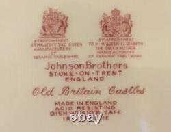 Antique Johnson Brothers Pink Old Britain Castles Dinner Plates set of 2