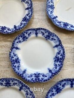 Antique Johnson Brothers The Jewel Flow Blue Set Of 8 Dinner Plates Group 1