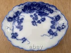 Antique Oval Platter Flow Blue Kenworth BlackBerry 12.5x9.25 Johnson bros